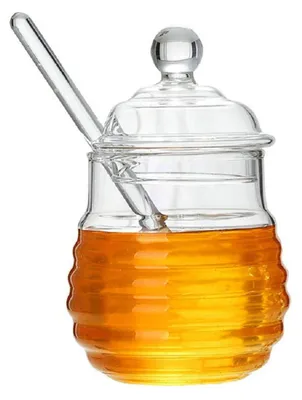 Honigglas 250 ml mit Deckel & Löffel, Borosilikatglas