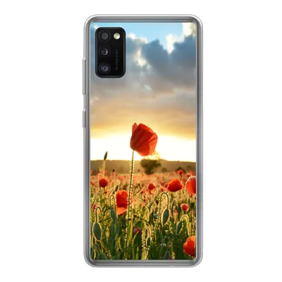 Produktbild von MuchoWow® Handyhülle Schutzhülle Hülle für Samsung Galaxy A41 Bunter Himmel über vielen Mohnblumen Silikon Softcase Handy Hülle - Mobiltelefon