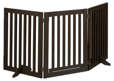 Zdjęcie produktu dla Ogrodzenie Relaxdays, wys. x szer.: 70 x 154 cm, składane, z drzwiami i nóżkami, wolnostojące ogrodzenie ochronne dla psów, bramka, brązowe