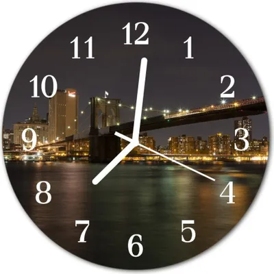Produktbild von Glasuhr Wanduhr Küchenuhr Echt-Glas 30fi cm Skyline schwarz