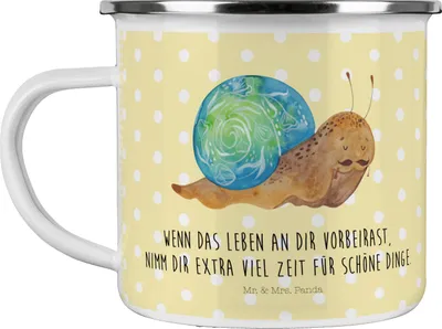 Produktbild von Mr. & Mrs. Panda Emaille Tasse Schnecke Sir - Gelb Pastell - Geschenk, Lebenseinstellung, Schnecken, Weisheit, Becher, Haferl, Lustige Sprüche, Teetasse, Motivation, Pott