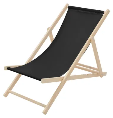 Produktbild von ECD Germany Liegestuhl klappbar aus Holz, Schwarz, bis 120kg, 3 Liegepositionen, Sonnenliege Gartenliege Relaxliege Strandliege Strandliegestuhl