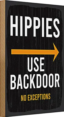 Produktbild von Holzschild Eingang Hinweis Hippies Use Backdoor 20x30cm