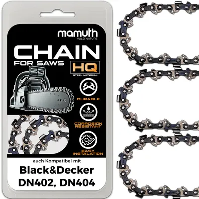 Immagine prodotto di 3 catene per motosega, lunghezza 40 cm, passo 1,3 mm, larghezza 3/8", modello 56 TG, compatibili con le motoseghe Black&Decker DN402 e DN404