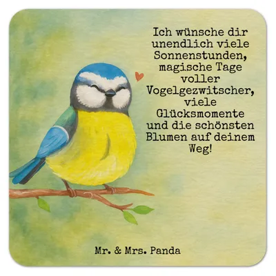 Produktbild von Mr. & Mrs. Panda Tischuntersetzer Vogel Blaumeise Design 25er Set - Weiß - Geschenk, Liebe Grüße, Bierdeckel, Getränkeuntersetzer, bieruntersetzer, Ostern, Frühling