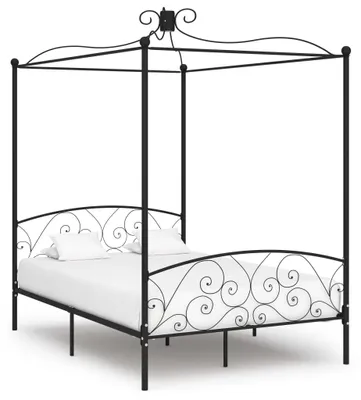 Produktbild von vidaXL Himmelbett-Gestell Schwarz Metall 140 x 200 cm