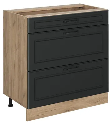 Obrázok produktu pre Kuchynská spodná skrinka Vicco R-Line Antracitový vidiecky dom/Dub Goldkraft 80 cm s 3 zásuvkami bez pracovnej dosky, Model 72439