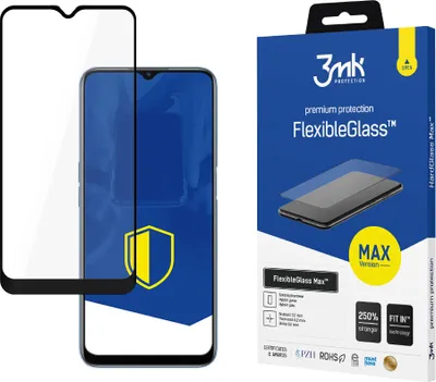 Zdjęcie produktu dla 3MK FlexibleGlass Max Oppo A16/A16sczarny/black, Szkło Hybrydowe z wzmocnionymi krawędziami