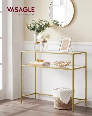 Produktbild von VASAGLE LGT025A01 Konsolentisch, Eingangstisch, Bench Point, Tischplatte aus gehärtetem Glas, einfache Montage, verstellbare Beine, für Wohnzimmer,