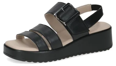 Produktbild von Caprice Damen Flache Sandale aus Leder, Schwarz (BLACK NAPPA), 37
