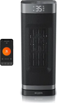 Image de Brandson Radiateur soufflant avec Wlan, radiateur soufflant céramique 1500/2000W, appareil de chauffage compact, économie d'énergie, minuterie, oscillation, télécommande, mode ECO, 10-35°C, écran LED, lauréat 2025