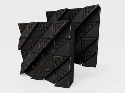 Zdjęcie produktu dla Zestaw 2 sztuk – dyfuzor akustyczny | dyfuzor 2D | 50 x 50 cm | odbicie – dyfuzja – absorpcja – izolacja akustyczna | panel ścienny | [FUZA | czarny]