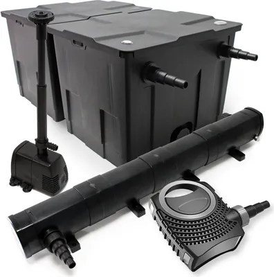 Image de Wiltec Kit complet: CBF-350B Filtre de bassin jusqu'à 60000 L Biologique, NEO10000 pompe de filtration 10000l/h 80W, CUV-272 lampe uv UVC Clarificateur avec 72W, HJ-943 Pompe pour fontaine 800l/h 16W