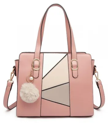 Productafbeelding van Poederkleurige blush – Medium formaat avondtas – Koffer met pompon van Nanan