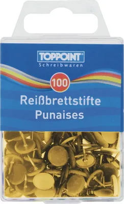 Produktbild von 1000 (10x 100) Reißbrettstifte Reißzwecken Heftzwecken gold