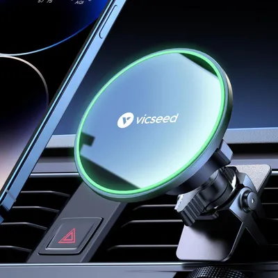 Image de Support de téléphone pour voiture, magnétique, à fixer sur la grille d'aération, couleur noire, compatible avec iPhone 15/14/13/12 Pro Max et Samsung S25 Ultra