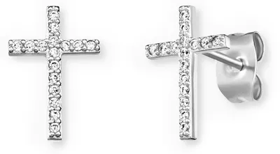 Produktbild von Engelsrufer Damen Kreuz Ohrstecker aus Sterling Silber - besetzt mit 32 weißen Z