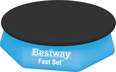 Zdjęcie produktu dla Bestway 58032 / 24, Pokrywa bezpieczeństwa basenu, Nad basenem naziemnym, Okrągły, Czarny, PCW, Polipropylen (PP), Fits 2.44m (8') Fast Set Pools