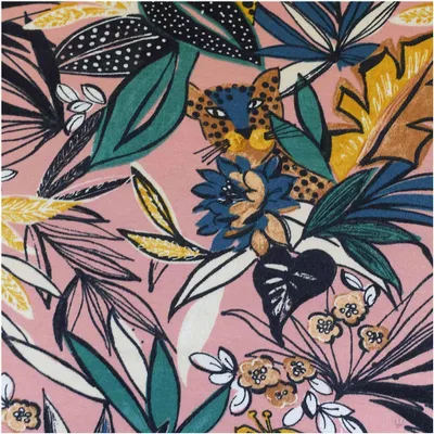 French Terry Dschungel angeraut ab 0,5 x 1,5 m Sommersweat Baumwolle Meterware rosa
