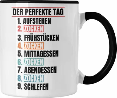 Produktbild von Trendation - Zocker Tasse Geschenk Der Perfekte Gaming Tag Gamer Geschenkidee Lustiger Spruch Gaming (Schwarz)