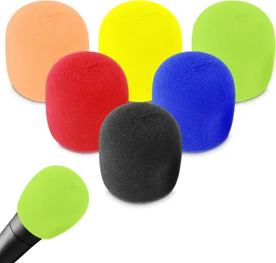 Produktbild von 6 Stück Mikrofon Windschutz, Bunt Mikrofonabdeckung Universelle Schaumstoff Mikrofonabdeckung Wiederverwendbar Hand-waschbar Mikrofon Windschutz für KTV Bühnenperformance Familienfeier