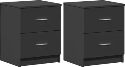 Obrázok produktu pre Nočné stolíky 2 ks s 2 zásuvkami čierne 40x36x50 cm