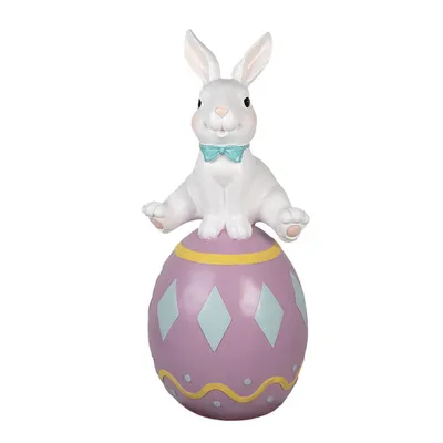 Produktbild von Clayre & Eef Figur Kaninchen 91 cm Weiß Violett Keramikmaterial