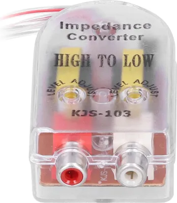 Image de adaptateur d'impédance audio 12V pour autoradio Stero convertisseur haut-parleur vers bas RCA Line Amplifier
