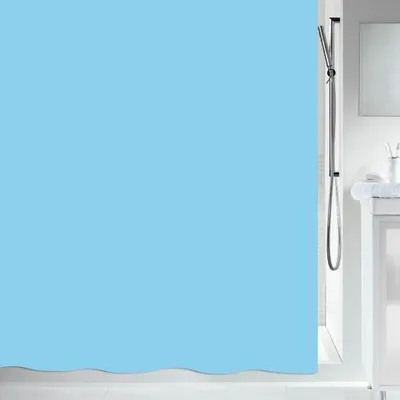 Produktbild von MSV Duschvorhang mit Ringen - hellblau - Polyester - 180x200cm