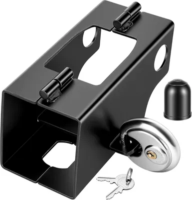 Image de Cadenas de sécurité pour remorques, dimensions 9x9x20 cm, avec clé, pour protéger le système d'attelage, en acier, pour remorques