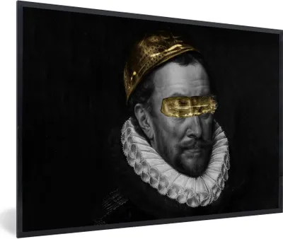 Produktbild von MuchoWow® Gerahmtes Poster Wilhelm von Oranien - Adriaen Thomasz - Gold 90x60 cm - Poster mit Schwarzem Bilderrahmen Wandposter Rahmen Foto Bilder - Fotorahmen - Foto-Plakat