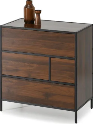 Image de Commode étroite MAIRA - noyer / noir
