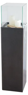 Produktbild von VIVANNO Windlicht Fiberzement CANDELA Rechteckig, Zementgrau matt - 25x25x100 cm