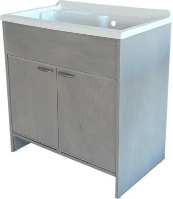 Produktbild von SIGO Haushaltswaschbecken mit Schrank 80x50 cm, PVC Unterschrank Grau