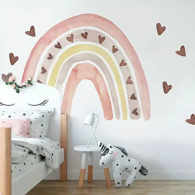Produktbild von Wandtattoo Kinder Wandsticker,Selbstklebende (Wandaufkleber mit Herz-Regenbogenmuster), Deko Kindergarten Home Dekoration,wandtattoo für Mädchenzimmer
