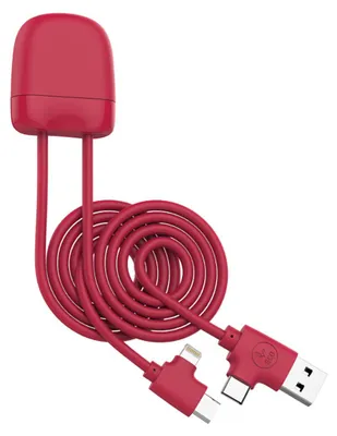 Image de Ice-C - Cable A+C/USBC+Lightning 1m GRS Rouge