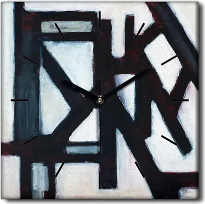 Produktbild von Coloray Uhr auf Leinwand 30x30 cm Wand Uhr Dekoration Wohnzimmer Segeltuch schwarze Hände -Abstraktion Kunstkunst