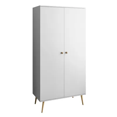 Produktbild von Zweitüriger Kleiderschrank HARMONY Weiß,  Kleiderstange + 2 Ablagen