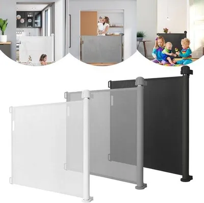 Productafbeelding van Uittrekbaar Deurhekje - Babyhek Huisdierhek - Veiligheid Binnen - Bediening Met Eén Hand - 0-150 cm - Zwart