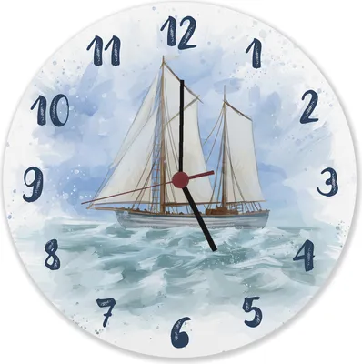 Produktbild von Segelschiff Wasserfarbenoptik Wanduhr aus Alu