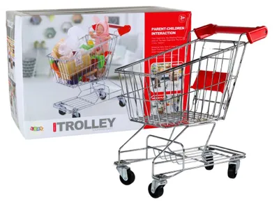 Produktbild von Leantoys Einkaufswagen, Metallkorb für Kinder, silber, groß