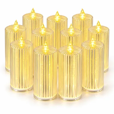 Zdjęcie produktu dla Świeca LED na baterie 15x6 cm ryflowana efekt kryształu ozdoba na święta
