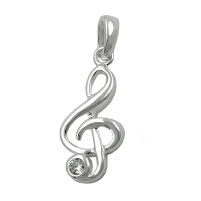 Produktbild von Anhänger Silberanhänger Notenschlüssel Zirkonia 925 Silber Damen