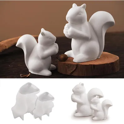 Immagine prodotto di Stampo in silicone a forma di scoiattolo, set da 2, per creare oggetti in resina, candele, decorazioni e progetti creativi