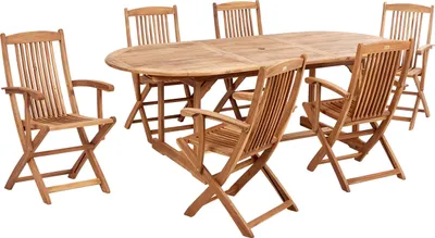 Produktbild von BELIANI Gartenmöbel Set Hellbraun Akazienholz 6-Sitzer Klappbar Terrasse Outdoor Retro Landhaus