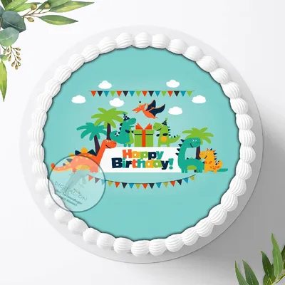 Produktbild von Für die Geburtstags Torte, Zuckerbild mit dem Motiv: Dinosaurier , Dino, Essbares Foto für Torten, Fondant, Tortenaufleger Ø 20cm, 0289c
