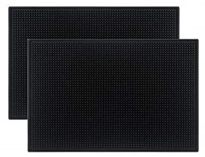 Produktbild von Barmatten Antirutsch - Set von 2 - Gummi - 45 x 30 cm - Tropfmatten - Trockentuch für Küche/Bar - Poröses Design - Serviermatte