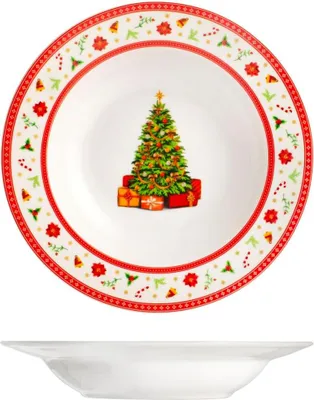 Produktbild von H&H Set mit 12 eleganten Weihnachtssuppentellern, 21,5 cm
