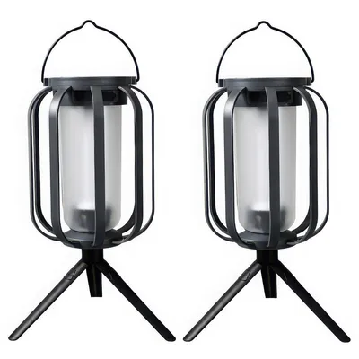 Produktbild von 2 Solar-Laternen , Flammen-LED-Effekt, tragbare Stehlampen mit , wasserdicht, für Outdoor, Camping, Garten, Balkon und Terrassen-Dekoration
