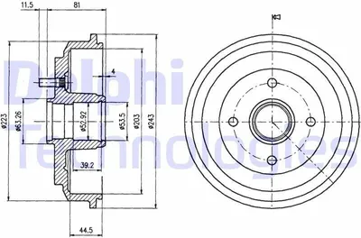 Produktbild von 2x DELPHI Bremstrommel BF487 für FORD Fiesta Mk5 Schrägheck (JH1 JD1 JH3 JD3)